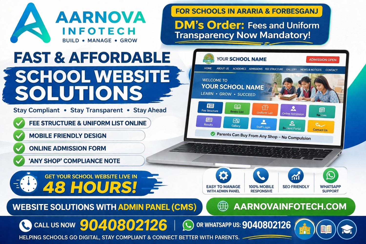 Schools Rush to Launch Official Websites: Aarnova Infotech Offers Complete CMS Solution